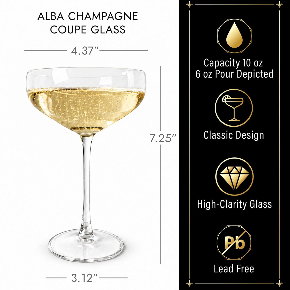 Alba Champagne Coupe Glasses, Set of 2
