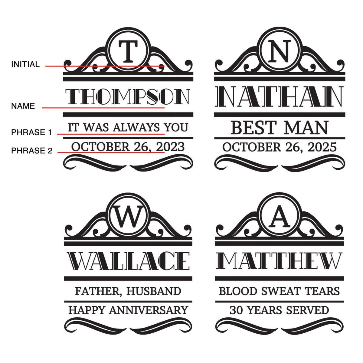 Blackout Groomsmen Flasks - Set of 5