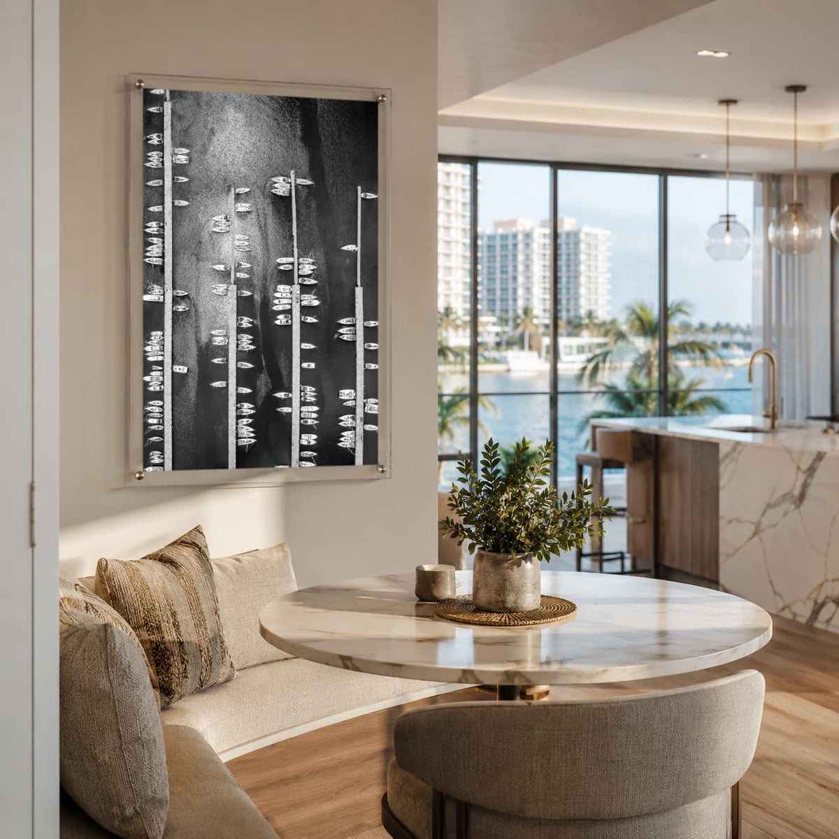 Boat Parking Only Black & White Acrylic Wall Art Print