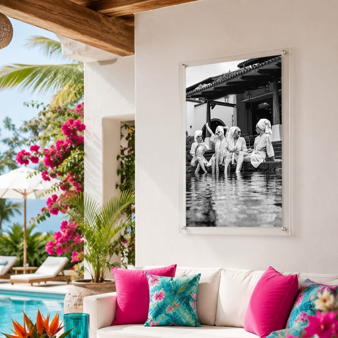 Breakfast at Brittany's Black & White Acrylic Wall Art Print - Vertical