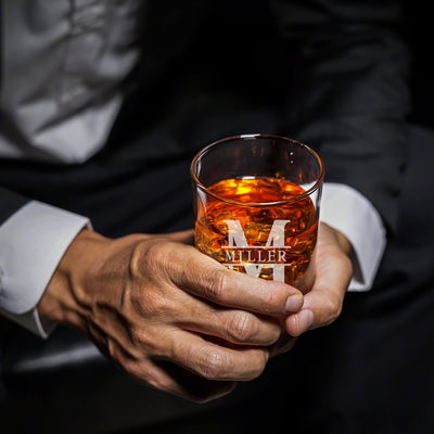 Custom Buckman Whiskey Glasses and El Matador Bull Whiskey Decanter Set