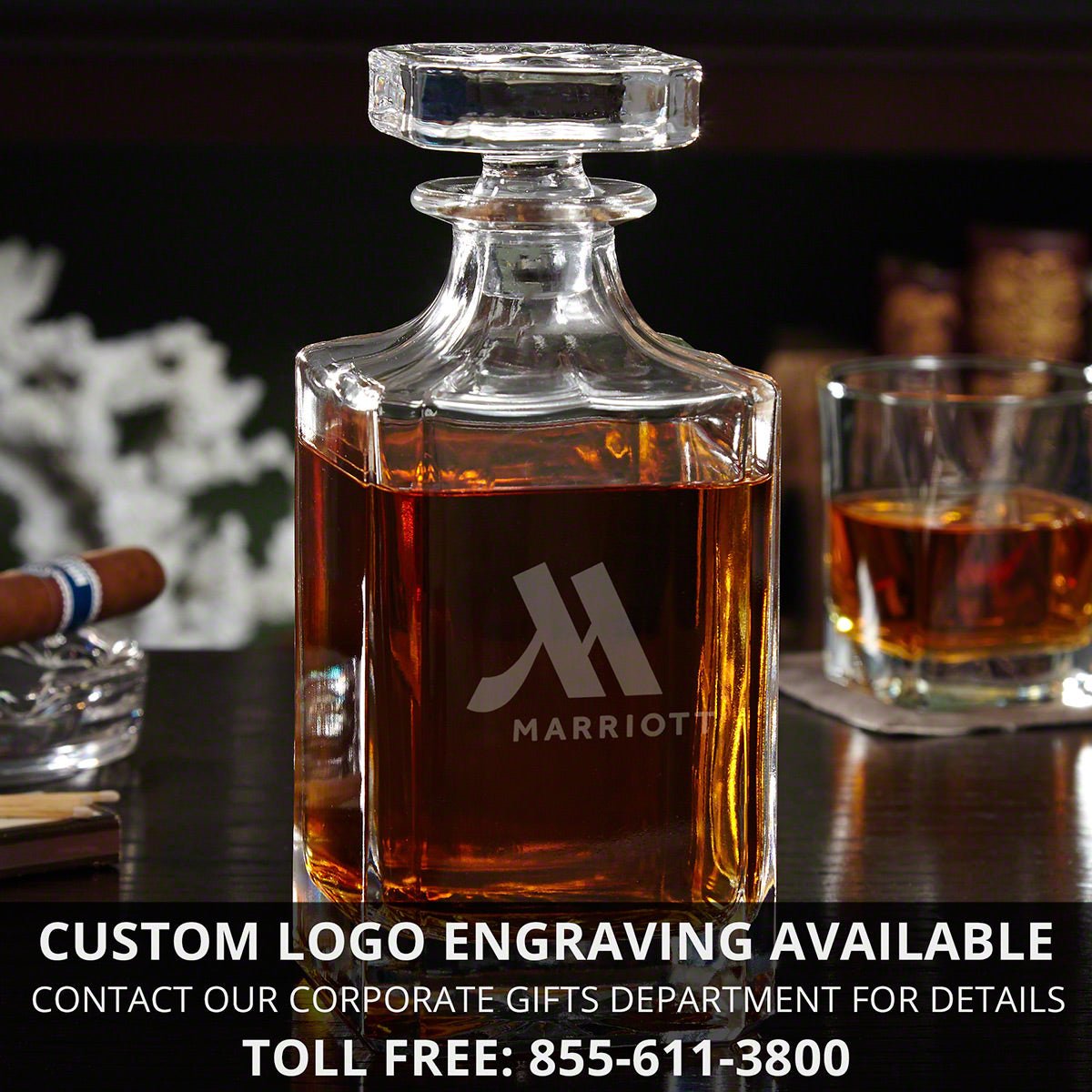 Custom Liquor Decanter Set with Colchester Glasses