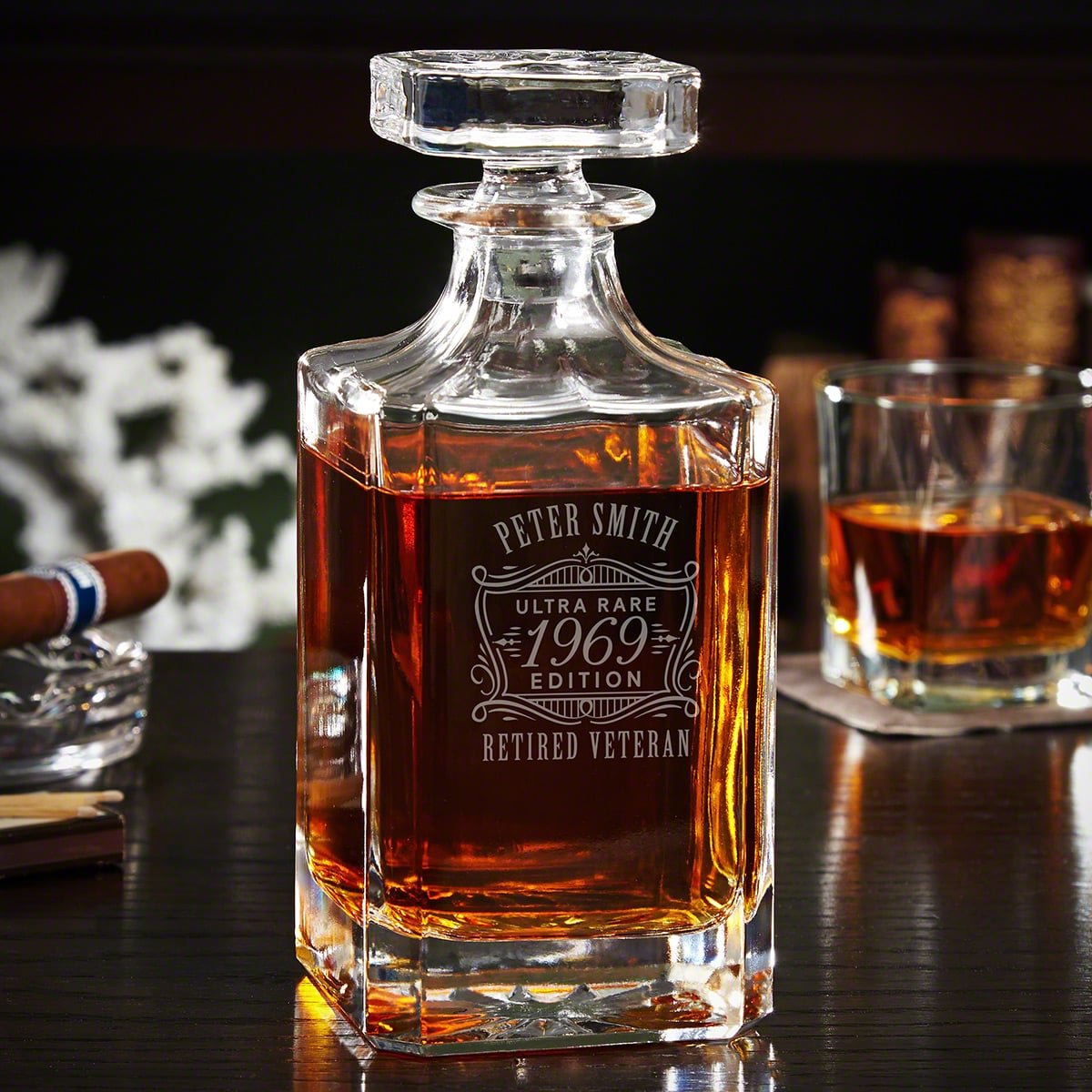 Custom Whiskey Decanter Set with Rocks Glasses
