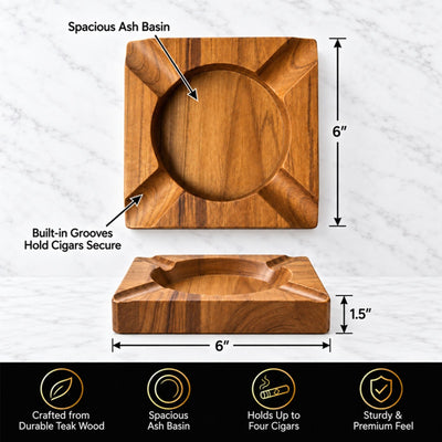 Eastwick Custom Cigar Ashtray - Teak Wood