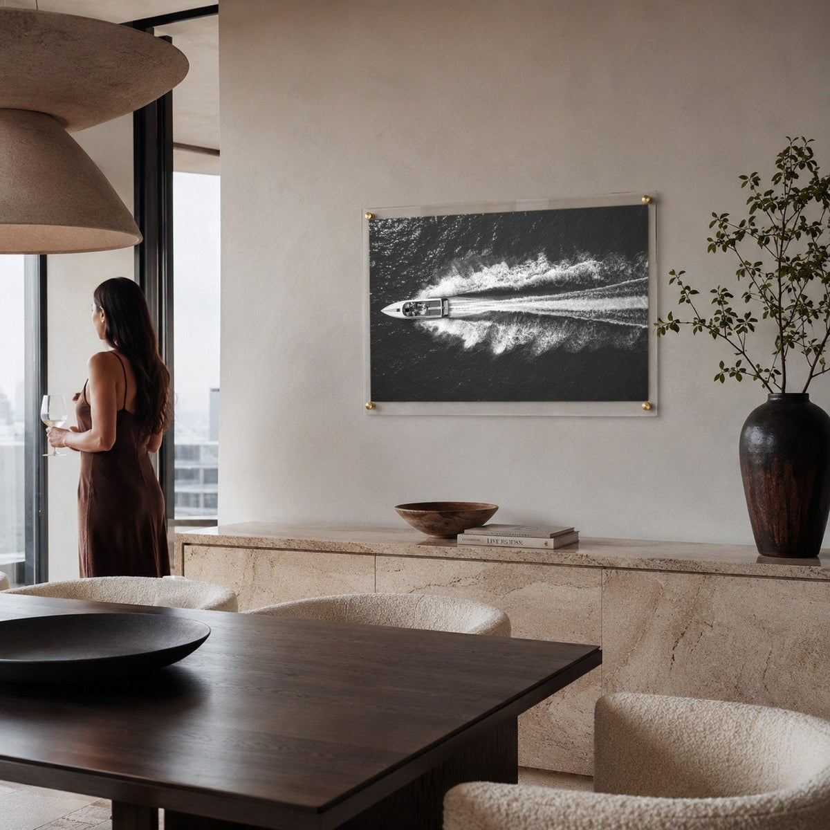 Exit By Sea Black & White Acrylic Wall Art Print - Horizontal