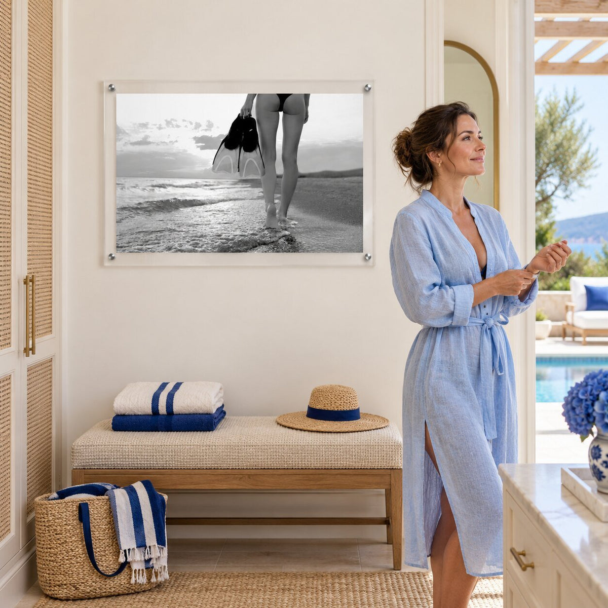 Fins First Black & White Acrylic Wall Art Print