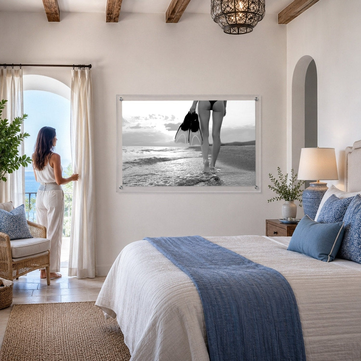 Fins First Black & White Acrylic Wall Art Print