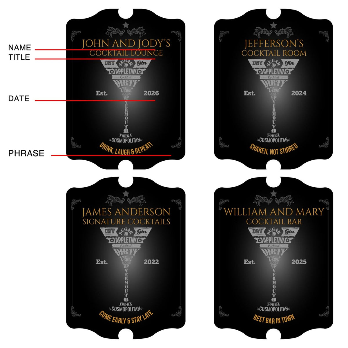 Modern Martini Personalized Sign