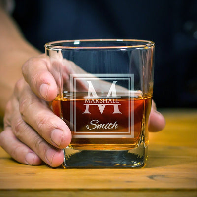 Personalized Bourbon Decanter Luxury Box Set with Rocks Glasses - 7pc