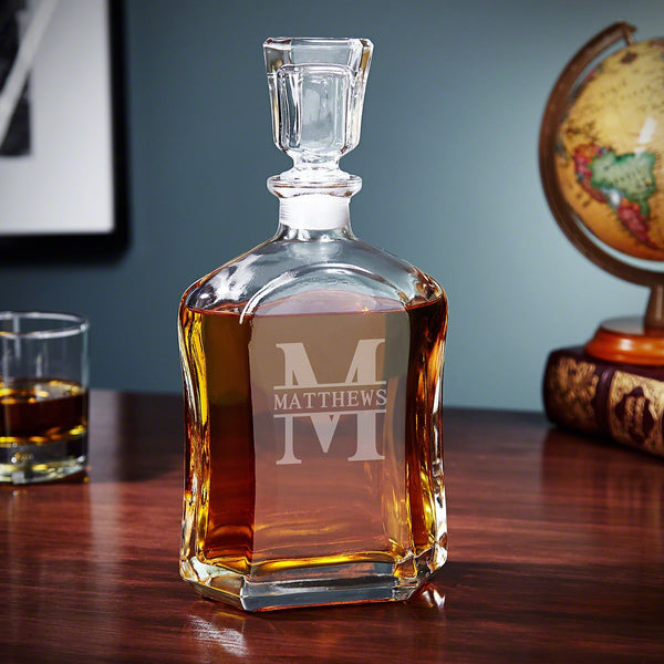 Personalized Decanter Set with Rocks Glasses Firefighter Gift Idea