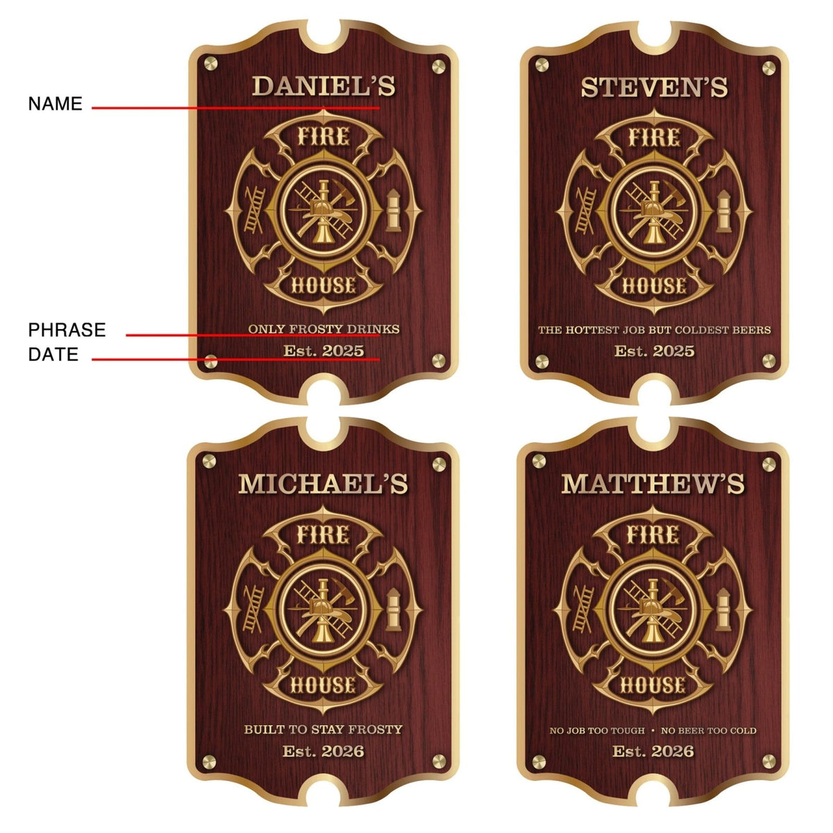 Personalized Fire House Firefighter Bar Sign