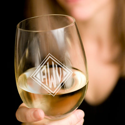 Personalized Stemless White Wine Glasses, Set of 4