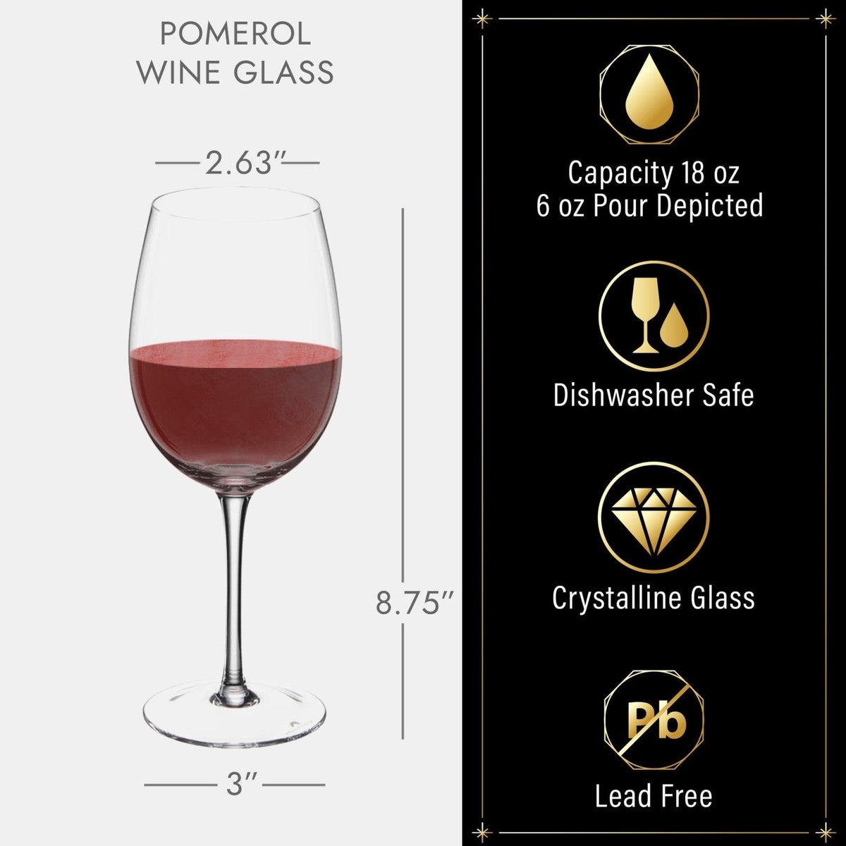 Pomerol Wine Gift Set with Personalized Wine Glasses and Wooden Box