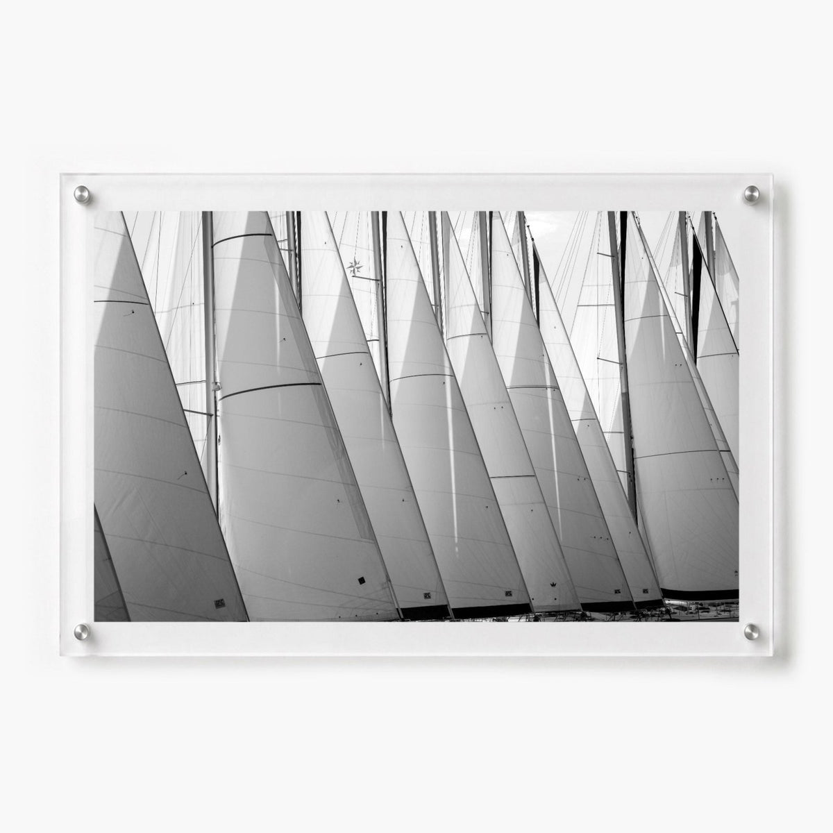 Regatta Row Black & White Acrylic Wall Art Print
