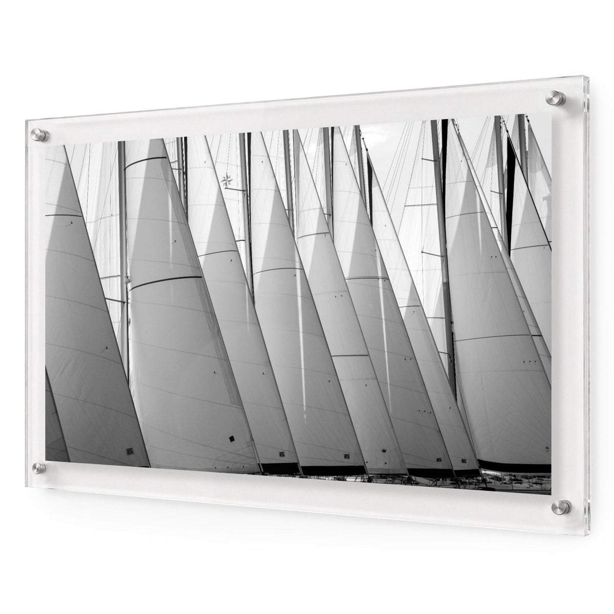 Regatta Row Black & White Acrylic Wall Art Print