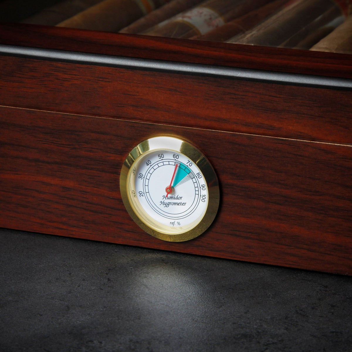 Santiago Humidor Box with Digital Hygrometer, Madagascar Brown