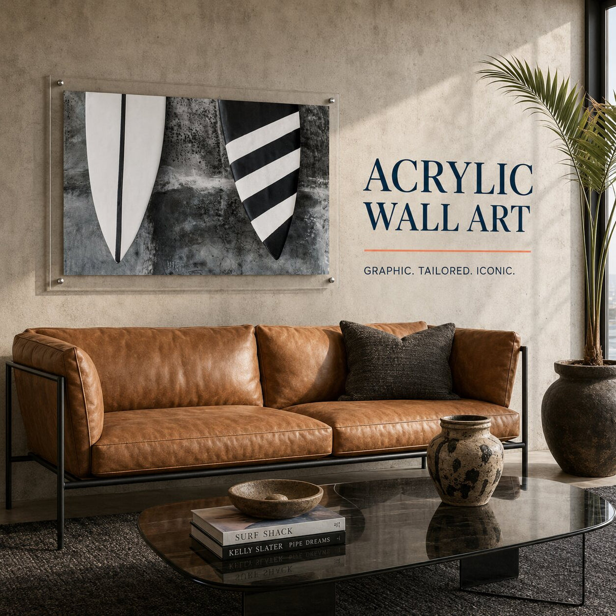 Twin Fins Black & White Acrylic Wall Art Print
