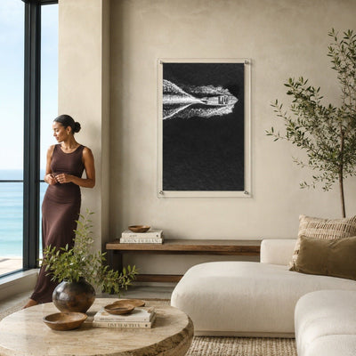 Wake Maker Black & White Acrylic Wall Art Print - Vertical