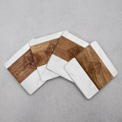 Winslow Custom Marble Coaster Set of 4, White