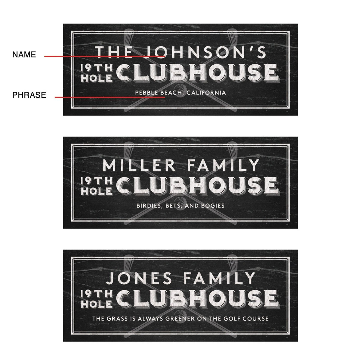 19th Hole Clubhouse Custom Golf Sign, Rectangle