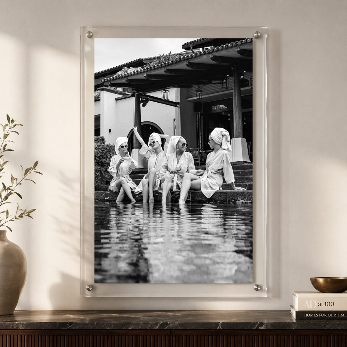 Breakfast at Brittany's Black & White Acrylic Wall Art Print - Vertical