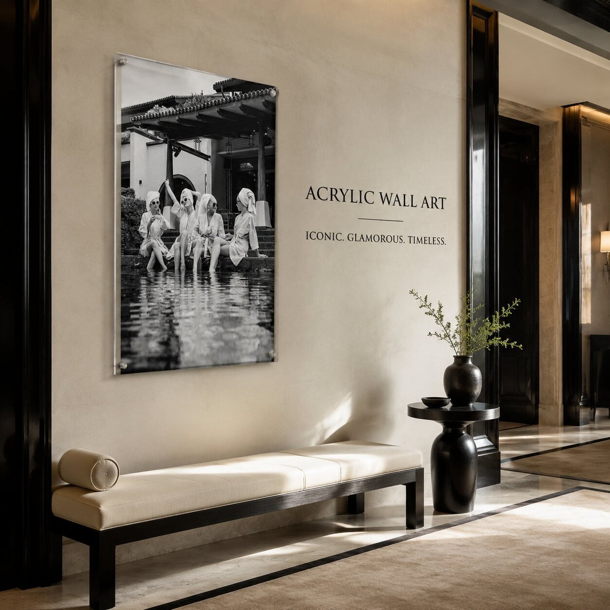 Breakfast at Brittany's Black & White Acrylic Wall Art Print - Vertical