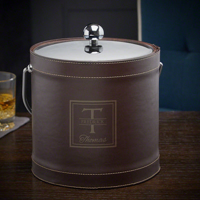 Brown Personalized Insulated Ice Bucket