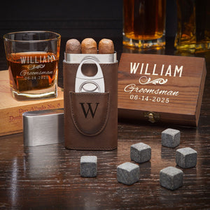Cigar Case + Glass + Stones
