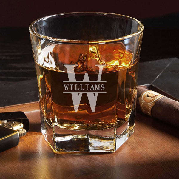 Colchester Engraved Crystal Decanter Set with Whiskey Glasses - Ebony Black Box