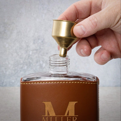 Crawford Custom Glass Flask Set - Leather Wrapped