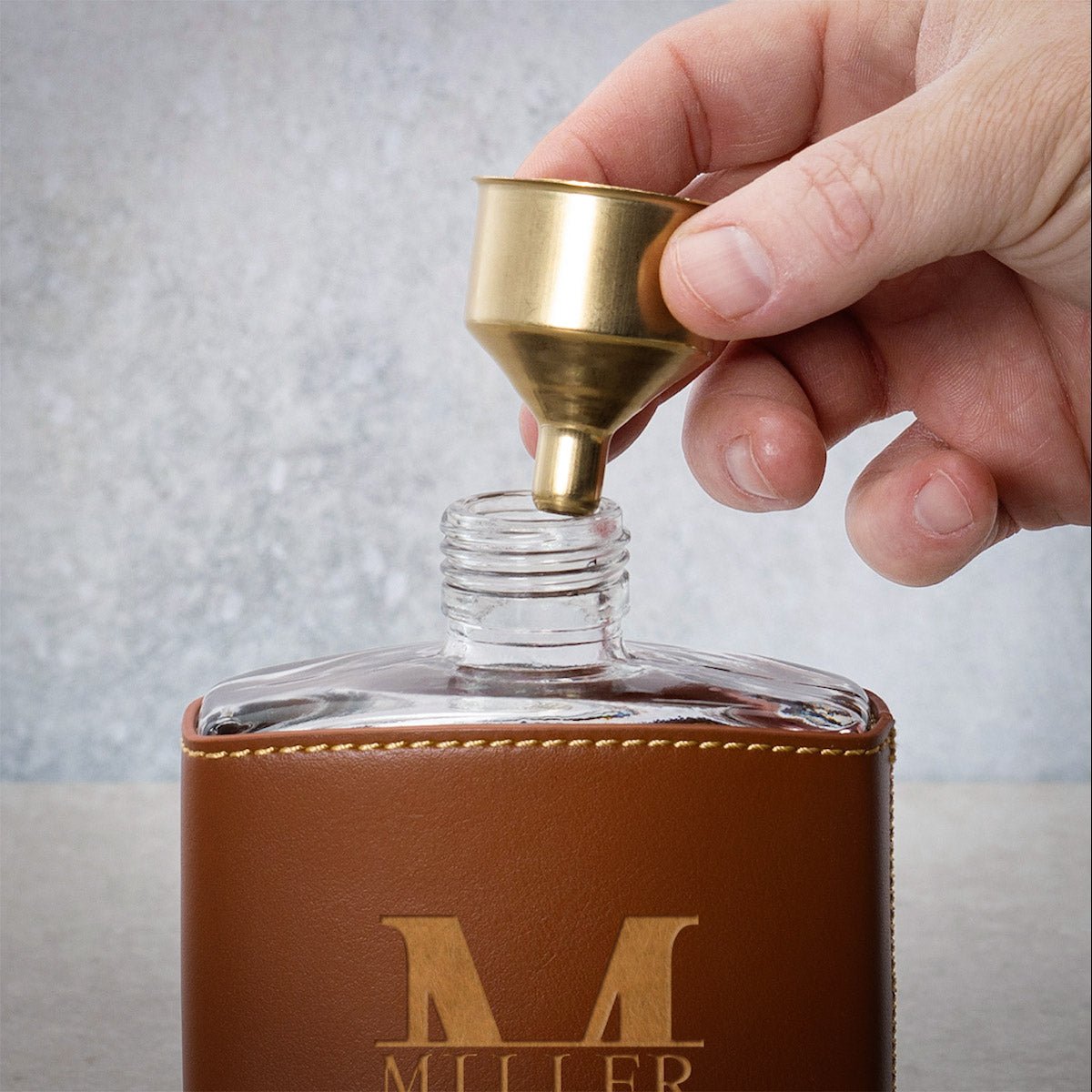 Crawford Leather Whiskey Flask - Golf Ball Glasses