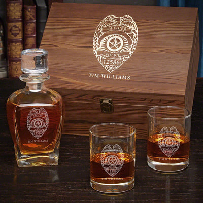 Custom Draper Decanter & Eastham Glasses Gift for Police Officers