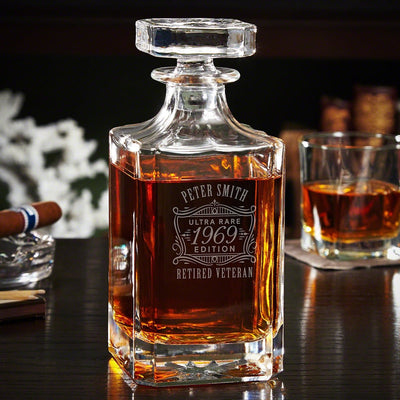 Custom Whiskey Decanter Set with Rocks Glasses