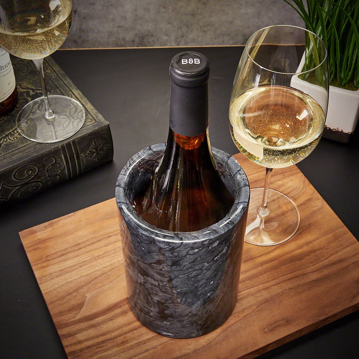 Customized Black Marble Wine Chiller