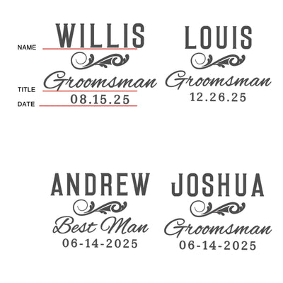 Customized Groomsmen Gifts Set of 5 Argos Decanters - Classic Groomsmen Design