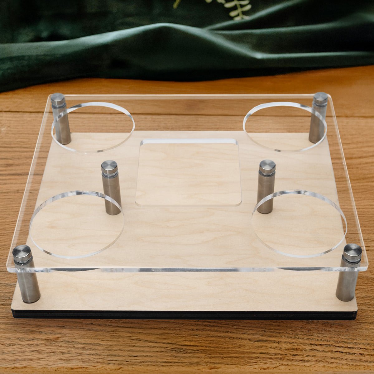 Engraved Presentation Set with Whiskey Decanter & Glasses - 6pc Bar Serving Tray & Display Set