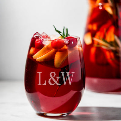 Engraved Stemless Wine Glasses