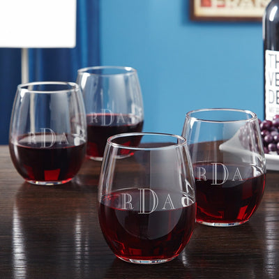 Engraved Stemless Wine Glasses