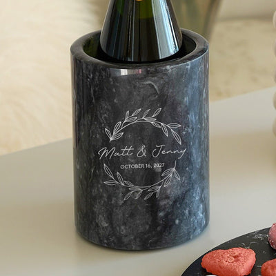 Engraved Wine Chiller with Stemless Wine Glasses Set - 5pc