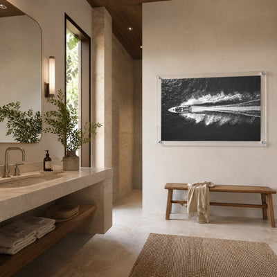 Exit By Sea Black & White Acrylic Wall Art Print - Horizontal