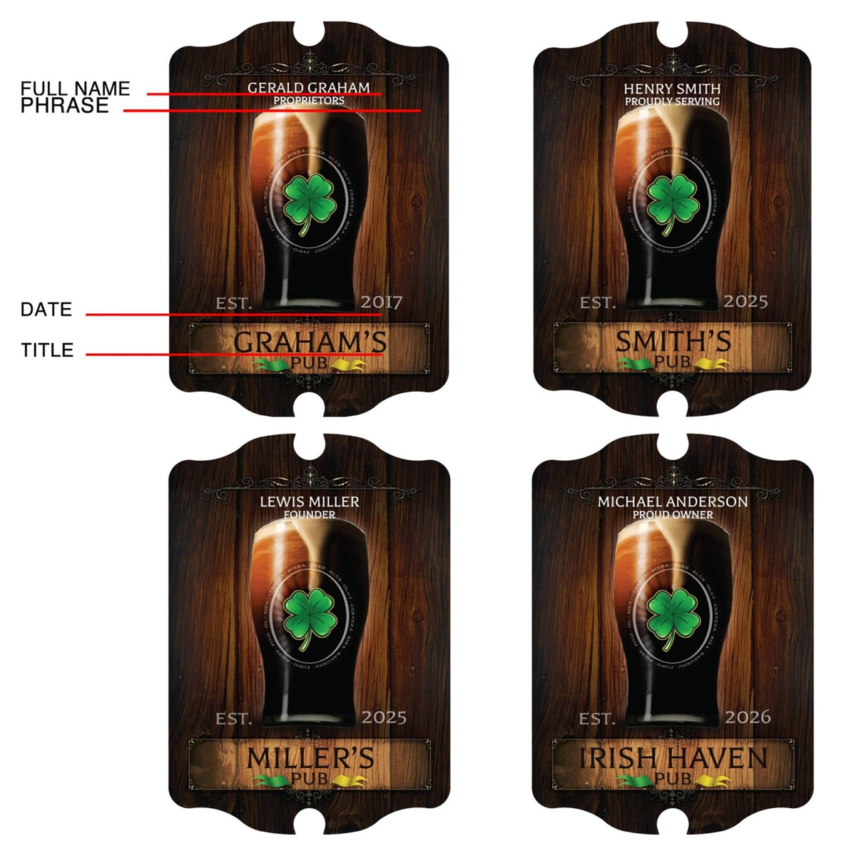Failte Irish Pub Personalized Wooden Sign