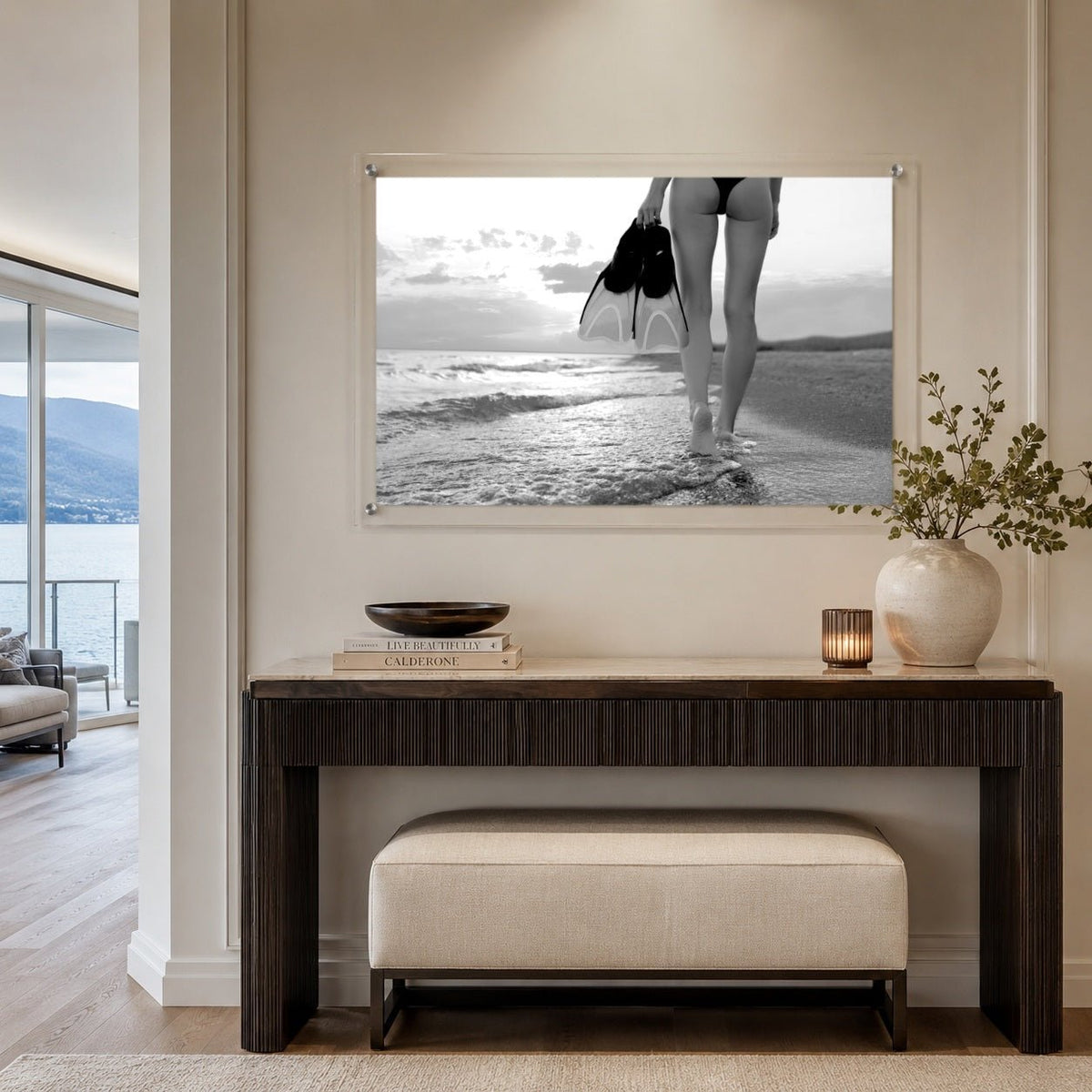 Fins First Black & White Acrylic Wall Art Print