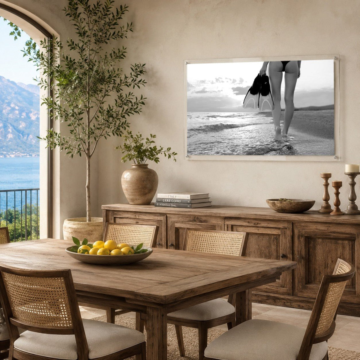 Fins First Black & White Acrylic Wall Art Print