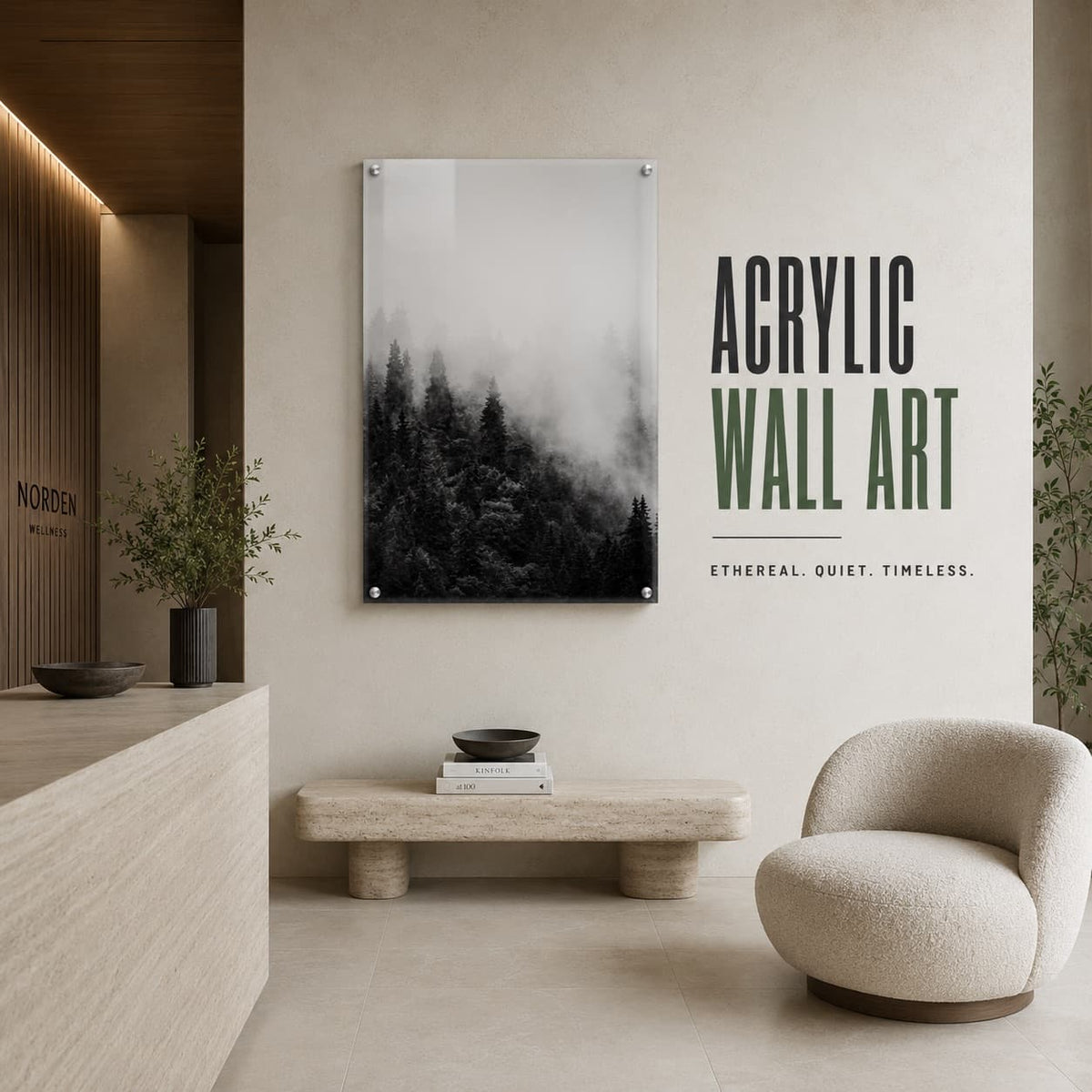 Forest on Mute Black & White Acrylic Wall Art Print