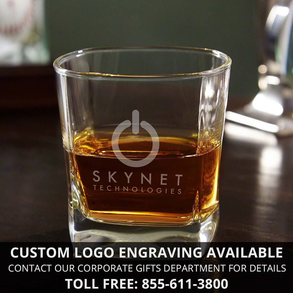 Monogrammed Square Rocks Glass