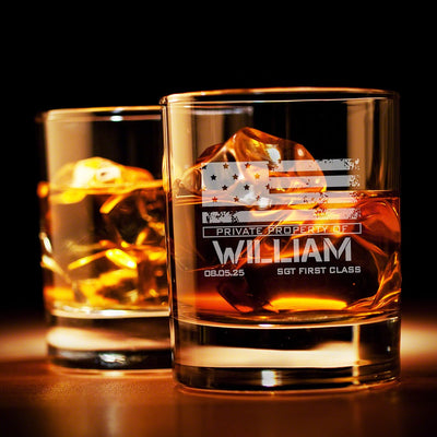 Personalized Argos Decanter Box Set with Bryne Glasses Military Gift Idea