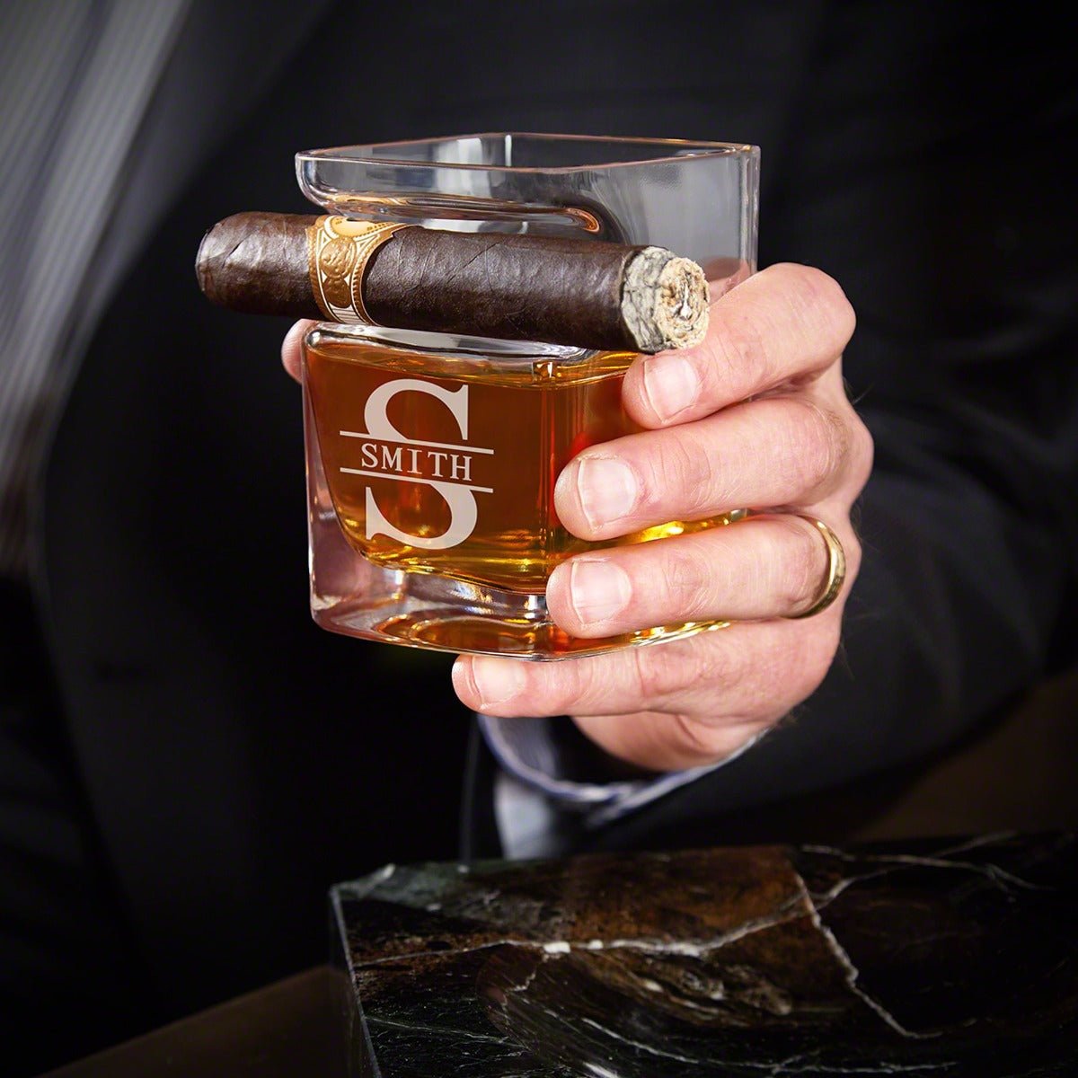 Personalized Decanter Set with Box and Cigar Glasses