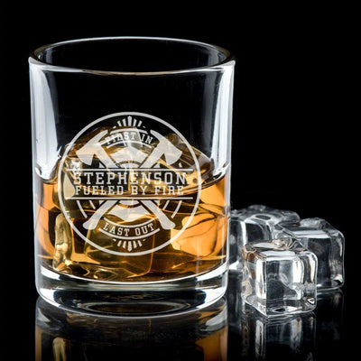 Personalized Decanter Set with Rocks Glasses Firefighter Gift Idea