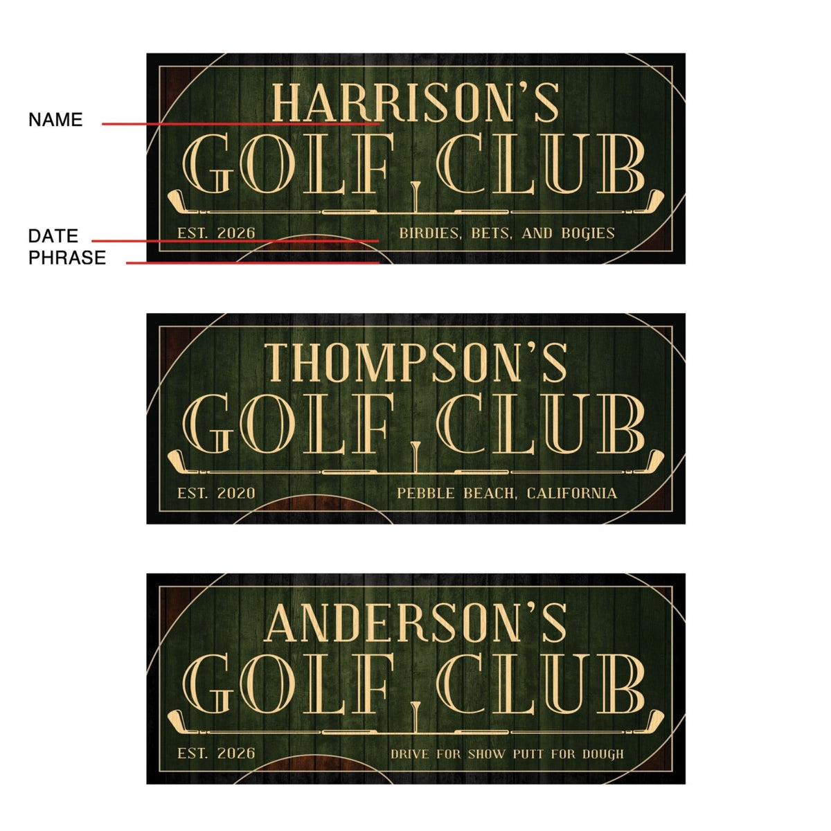 Personalized Golf Club Sign, Custom Golf Gift