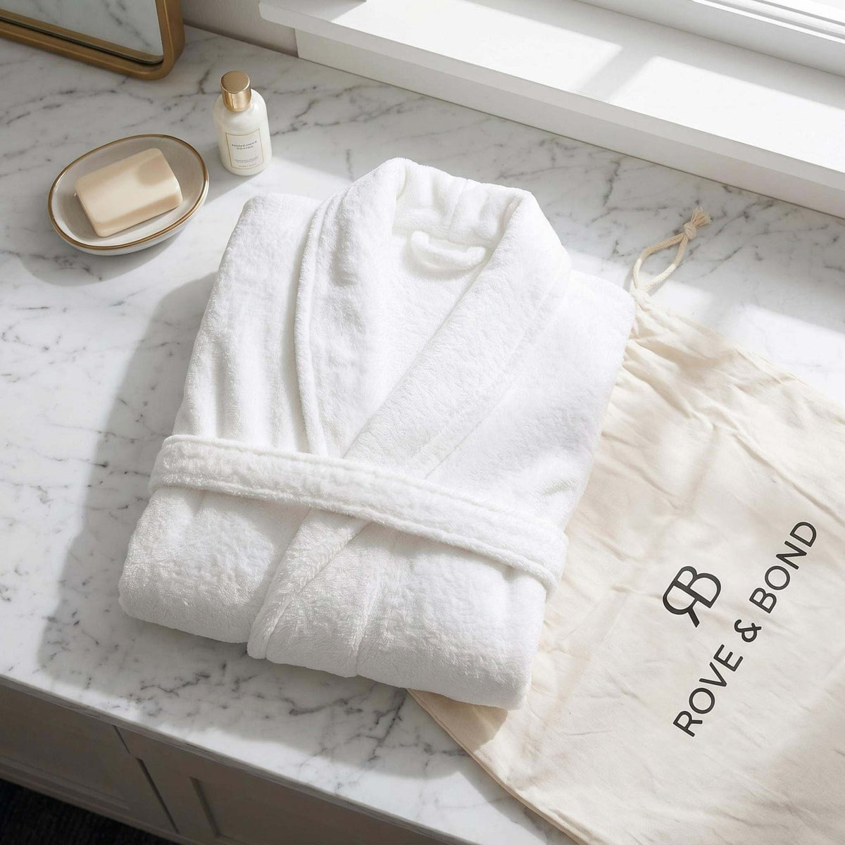 Personalized Rivera 100% Turkish Cotton Bath Robe - White